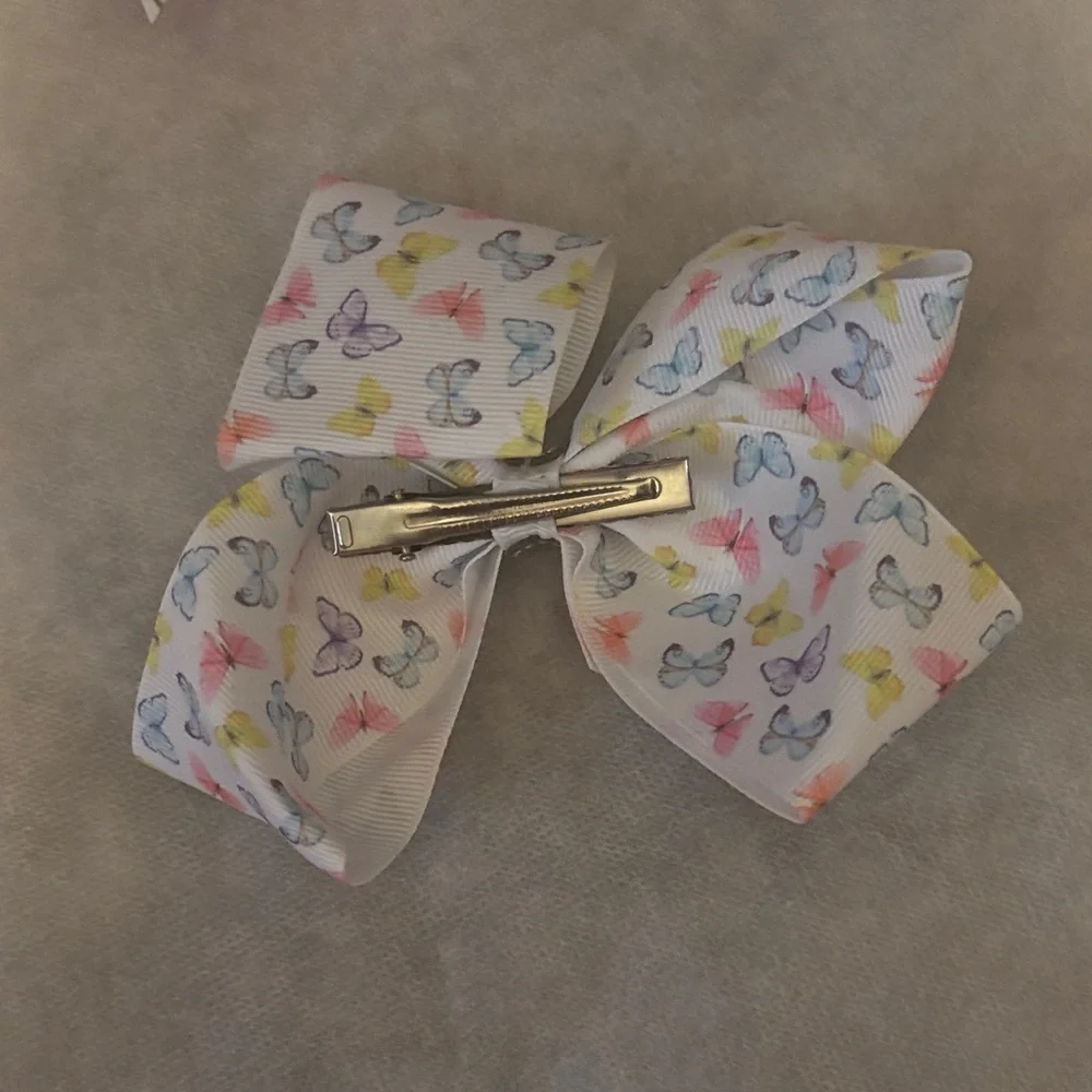 Floral Butterfly Ribbon Hair Bows